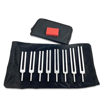 Supertek Music Tuning Fork Set, 8-Piece Set with Activator and Case PH36128